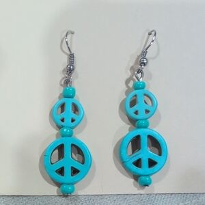 Turquoise Color Peace Sign Earrings